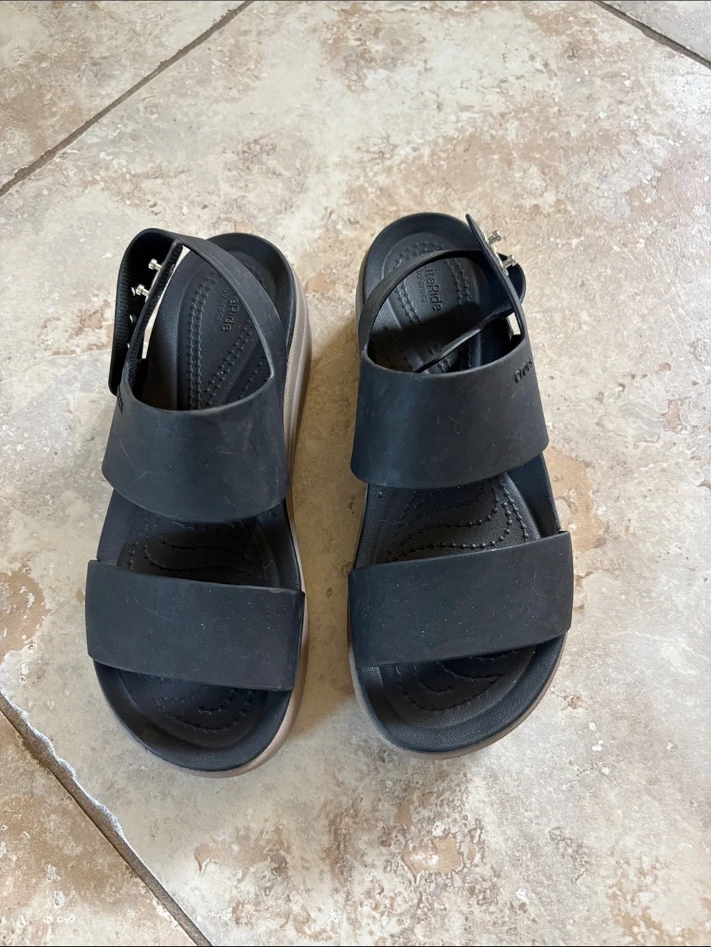 Women’s crocs Black Strap Sandals- size 6